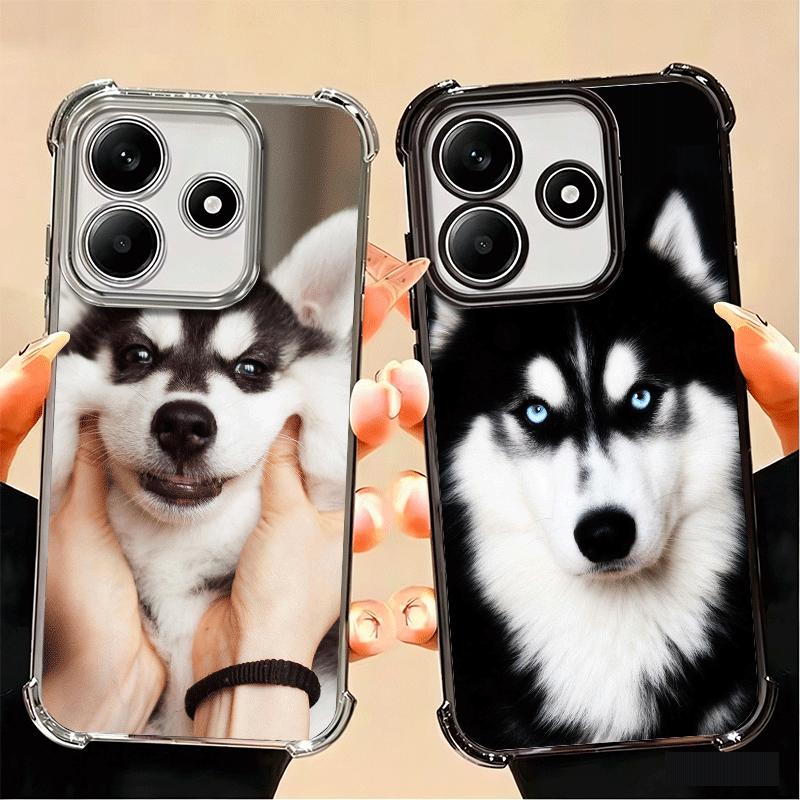 Alaskan Husky Cute Dogs Plating Phone Case For Xiaomi Poco X5 X6 X7 X8 Pro Max F8 Ultra F7 M8 M7 M5S Redmi 15C 15 14C 13C 13 X3