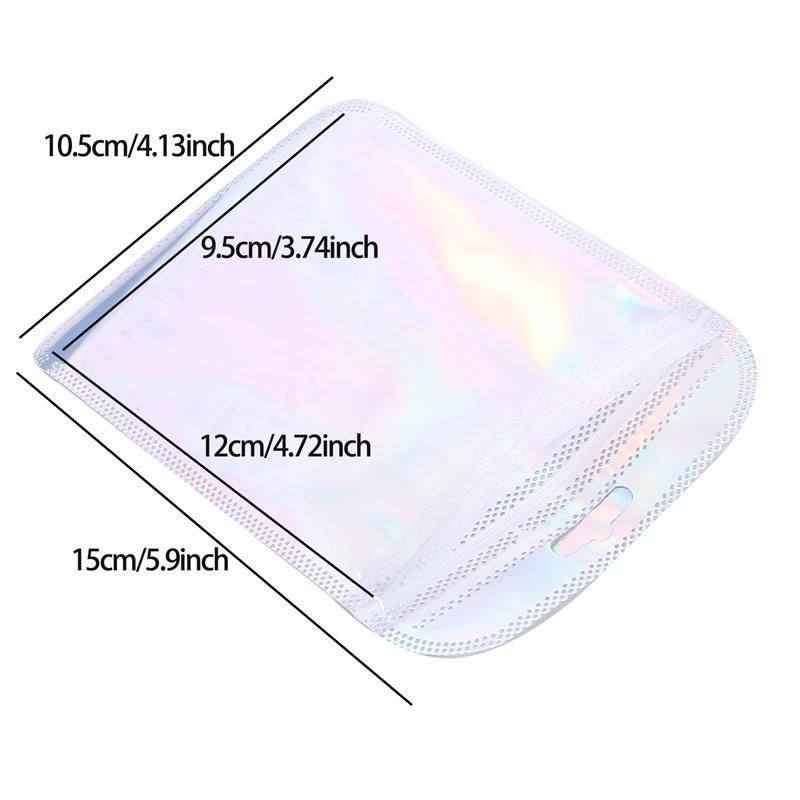 50pcs Thicken Ziplock Bags Resealable opp Bags Holographic Laser Color Plastic Pouch for Jewelry Display Packaging Storage Bag