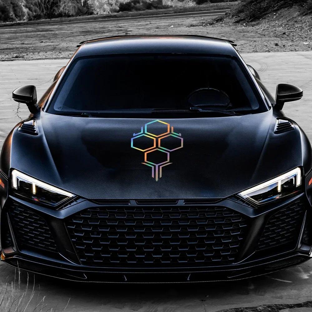 Creative Honeycomb Pattern Car Engine Hood Sticker Racing Style Car Hood Vinyl Decal Auto Body Decoration Sticker Accessories