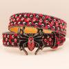 Spider Buckle Punk New Leopard Print Rhinestone Belt Belt Full Diamond European and American Belt Women's Decorative Rhinestone