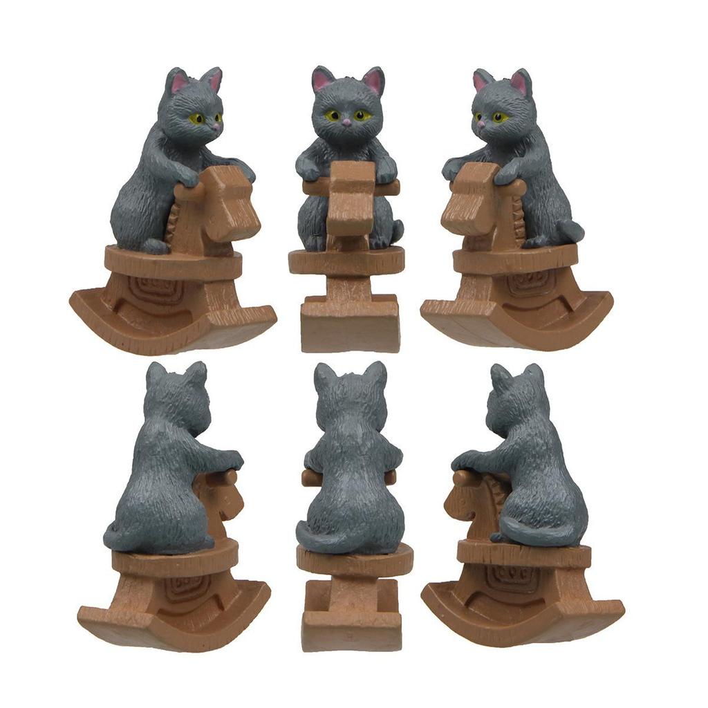 Cute Kitty Cat Rocking Horse Figurine for Micro Landscape and Desktop Decor