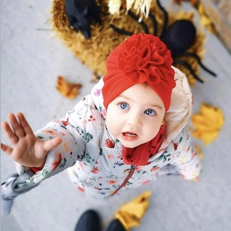 Turbante da Bambina Turbanti per Neonati Cappello Morbido con Fiori Deliziosi Cuffia Fasce per Capelli Cappello per Bambini Berretto Cappello per Fotografia Neonato