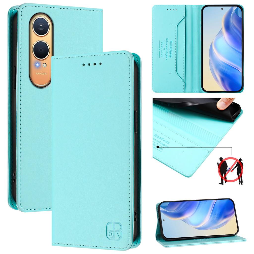 For Oppo K12x 5G (China)/OnePlus Nord CE4 Lite 5G Leather Case RINACASIS RC01 Phone Cover with RFID Blocking Wallet Stand