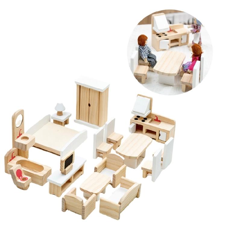 Dollhouses Decoration Living Room Bedroom Scene Miniature Furniture Model Set for Kids Pretend Play Interaction Toy