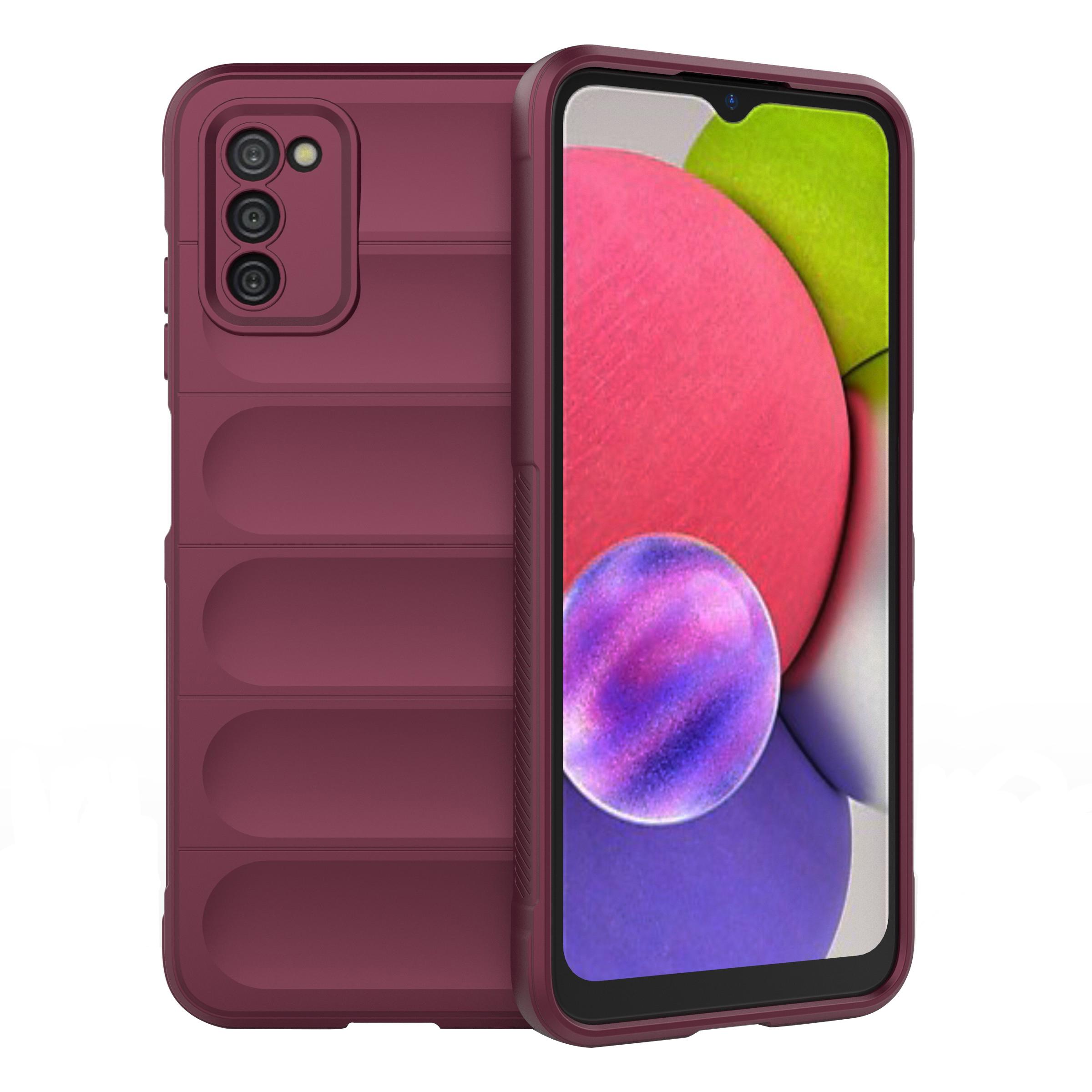 

For Samsung Galaxy A03s (164.2 x 75.9 x 9.1mm) Flexible TPU Phone Case Rugged Back Scratch-Resistant Cover Wine Red