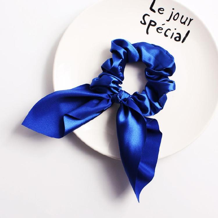 Elegant Bunnies Ears Hair Tie  Satins Scrunchie Solid Color Hair Accessory Ponytail Holder For Women and Girls