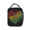 Juneteenth Heart Black History Insulated Lunch Bags Meal Container Cooler Bag Tote Lunch Box Office Outdoor Food Handbags