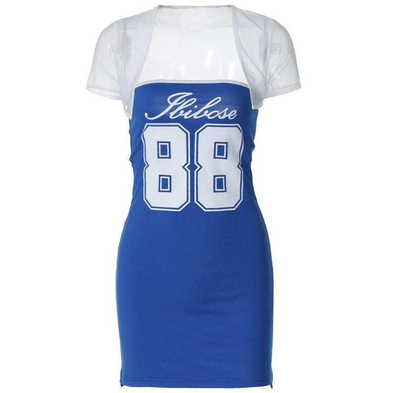 

Dress Print Silm Short-Sleeved Shawl Blouse Tube Top Blue S