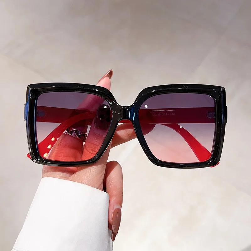 Luxury Brand Designer Oversized Sunglasses Women For Men Vintage Fashion Sun Glasses Popular Punk Big Frame Double Color Shades