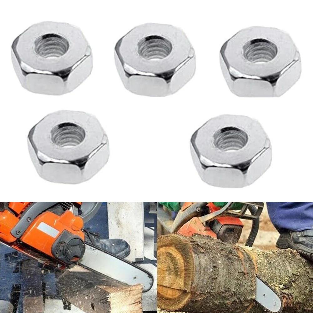 5x Tool Bar Nuts For Stihl MS 180 250 381 361 440 660 Chainsaw 0.87 Inch M8 Silver Metal Replacement Part Set Spare