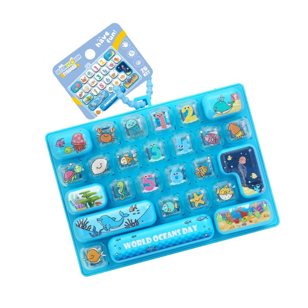 Pressable Keys 26 Keys Keyboard Keychain Animals Theme Candy Color Keycap Keychain Bag Ornaments