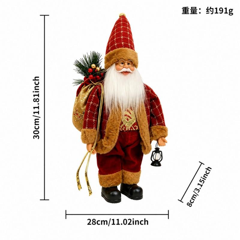 12 Inch Standing Santa Claus Plush Figurine Christmas Decoration Display Ornament Home Tree Table