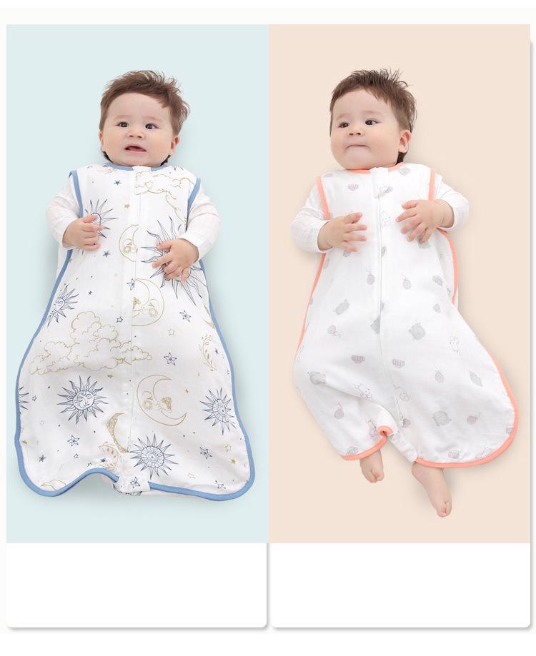 Sac de dormit convertibil pentru bebeluși din muselină de bumbac bambus cu picioare separabile - Primăvară/Vară