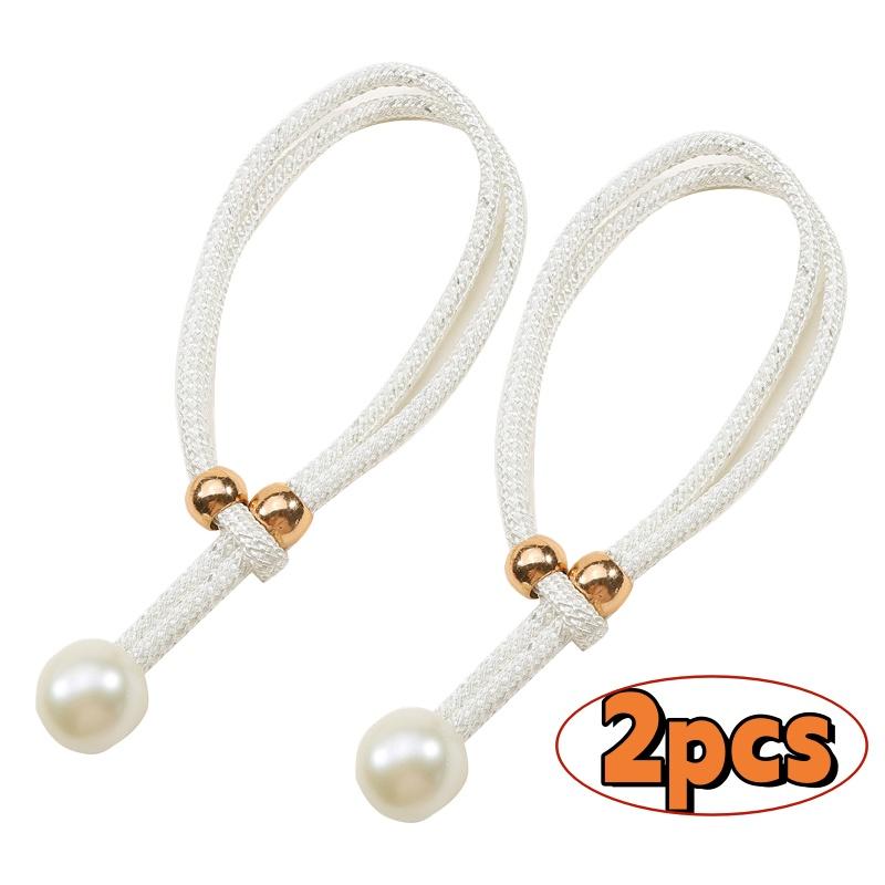 

1/2pcs Pearl Curtain Tiebacks, Curtain Pearl Tiebacks, Decorative Fixings, Rope Curtain Tiebacks No Punch Adjustable Pull-outs