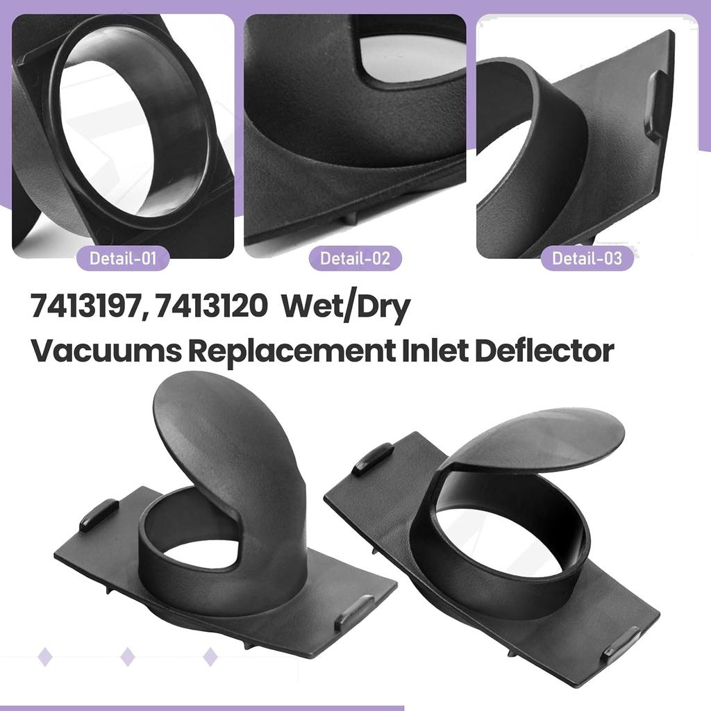 2 Pack Inlet Deflectors Replacement Part Vacuum Spare Part Plastic Texture for Wet Dry Vacuum Cleaner 7413197 7413120