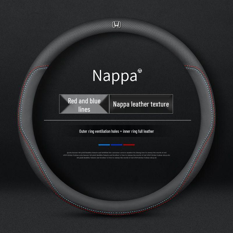 Compatible Leather Steering Wheel Cover for Honda Civic Generations 8-11, No Sewing Required, Slim Design.