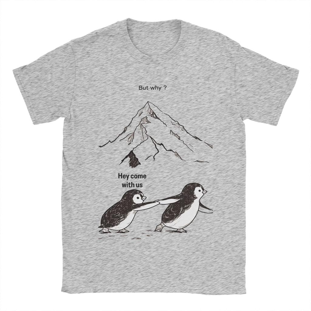 Zabawne Koszulki z Pingwinem Nihilistą Męskie Okrągły Dekolt 100% Bawełna T-shirt Krótki Rękaw Koszulka z Nadrukiem Top