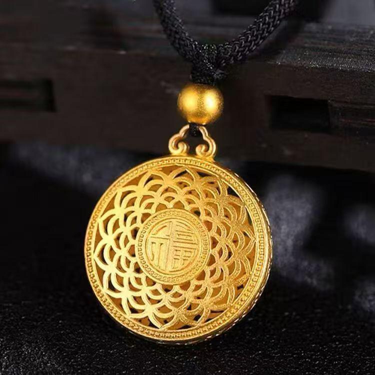 Französischer Antiker Sandgoldener Kompass mit Fu-Zeichen-Design - Trendig, luxuriös und einzigartig.