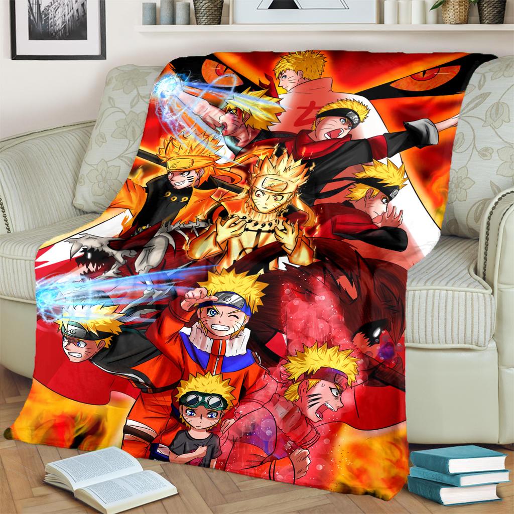 Anime-Naruto Print Blanket Warm Comfortable Flannel Blanket for Bedrooms, Sofas, Beds, Chairs, Picnics, Travel -LXR77