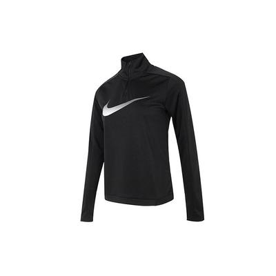 Logo-Print Half-Zip Pullover Lauf-Fitness-Trainings-Sweatshirt Damen Tops Schwarz DX0953-010