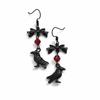 Gothic Creative Personality Black Bowknot Crow Magpie Red Pearl Pendant Dangle Earrings for Women Hallowmas Party Jewelry Gifts