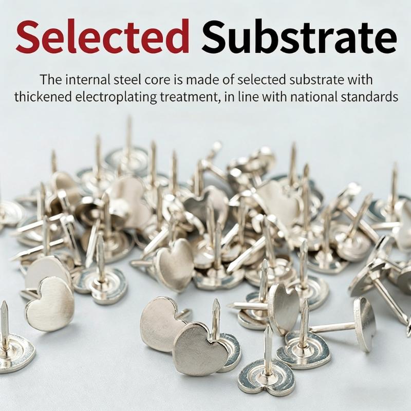 100Pcs Heart Shape Metal Push Pins Cork Notice Board Pin Decorative Thumb Tacks for Display Document Picture Note Memo