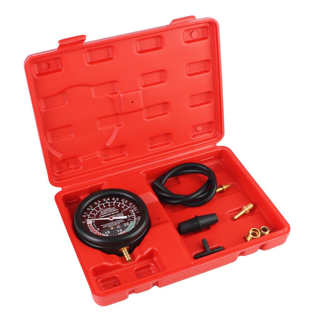 Pressure Gauge Automotive Cylinder Tester Kit Vacuum Gasoline Engine Compression Meter With Adapter