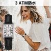 ShunkanSai Women's Analog Quartz Watch with Leather Strap, Waterproof, Square Design, Simple Design