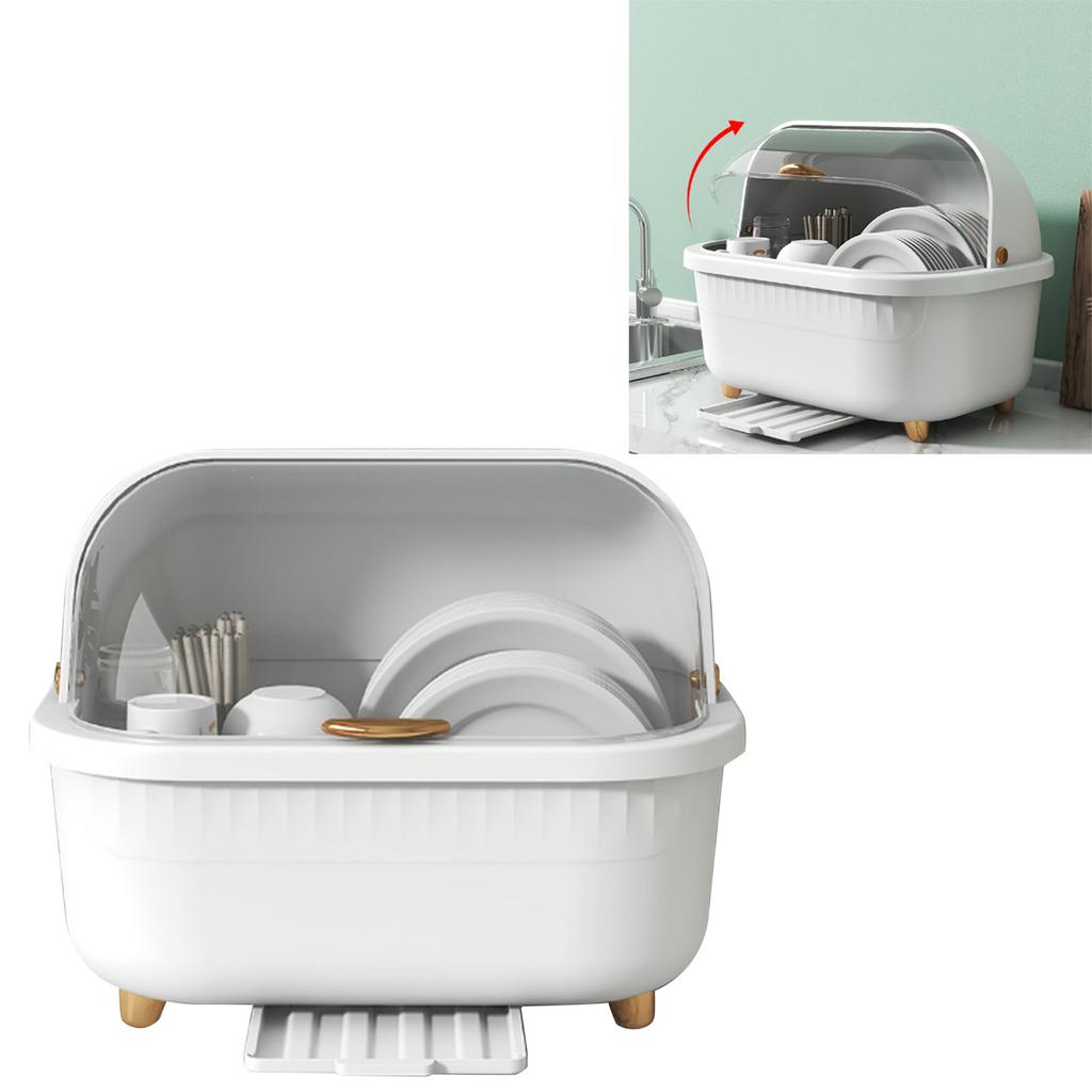 Dish Drying Box Multifunctional Space Saving Dish Drainer with Lid Cover for Kitchen Accessories