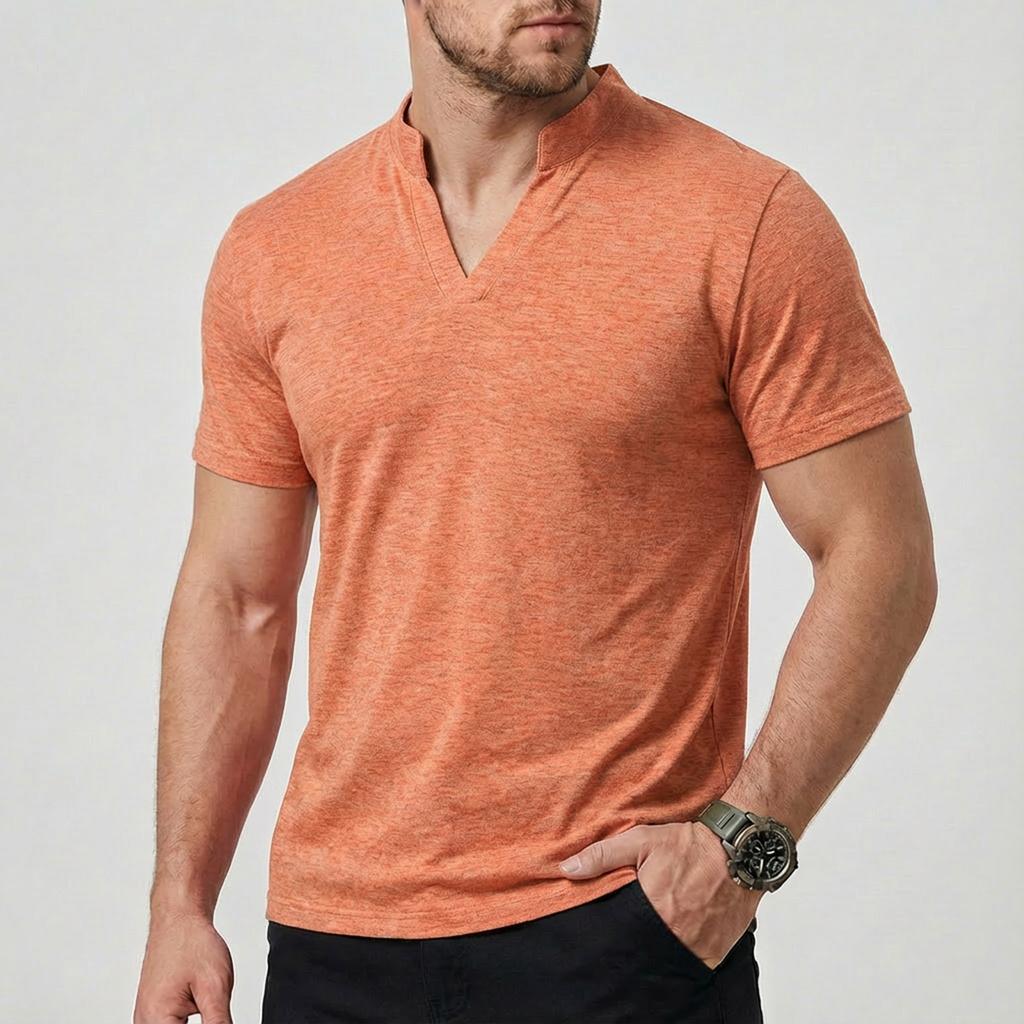Men's Solid Color Short Sleeve Tops Men's Casual Fashion Short Sleeve Tops