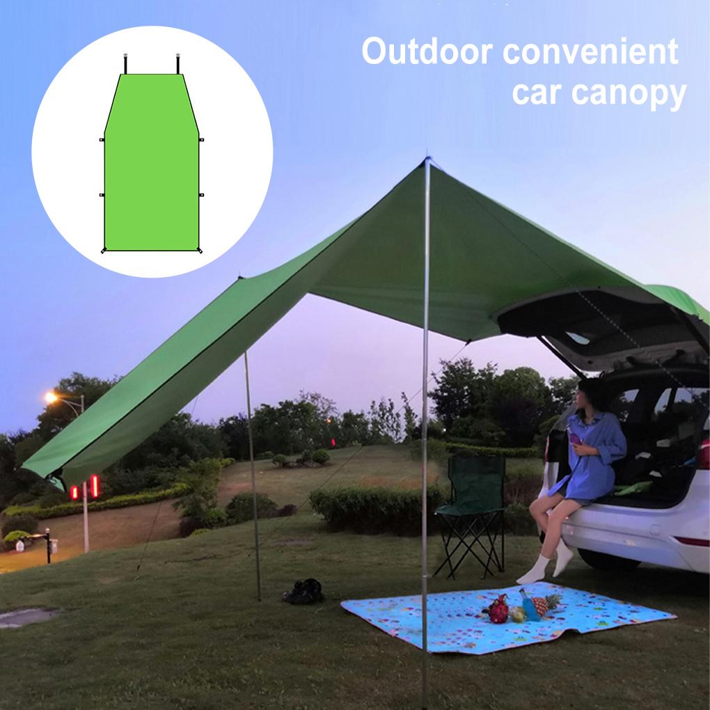 Car Side Awning Portable Foldable Height Adjustable Metal Rod Windproof Sunproof Automotive Tent Camping Sunshade Canopy