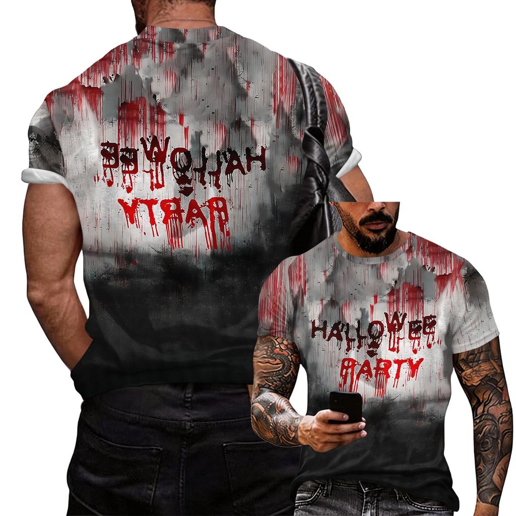 Men's Halloween Party Graphic T Shirt Casual Loose Fit Short Sleeve Top Comfortable Lightweight Fabric Seasonal Design