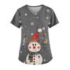 Ladies' Fashionable V-neck Pocket Short Sleeved Christmas Tree Printed Caregiver Uniform