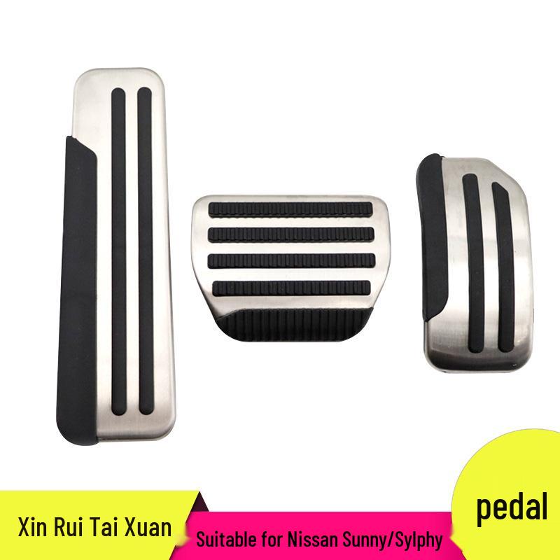 

Non-Slip Car Pedal Set for Sunny & Sylphy: Throttle, Brake, Rest Area Decor Aluminum Alloy + Hard Rubber