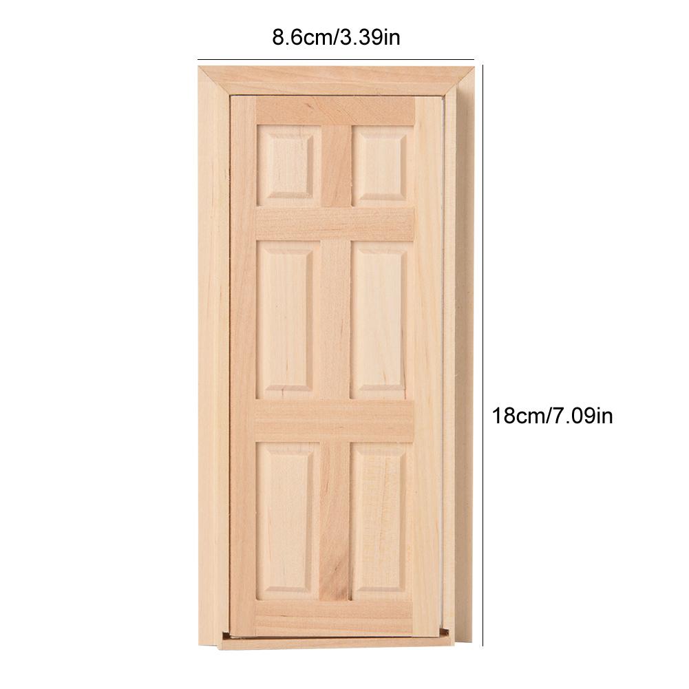 1:12 Doll House Mini Wooden Door for Dolls DIY Dollhouse Furniture Accessories