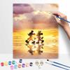 Disney Oil Painting DIY Digital Painting Mickey and Minnie Sunset Silhouette HandPainted Wall Art for Living Room Entryway.