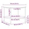 Vidaxl Coffee Table, Black Frame And Transparent Tempered Glass, 70 Cm
