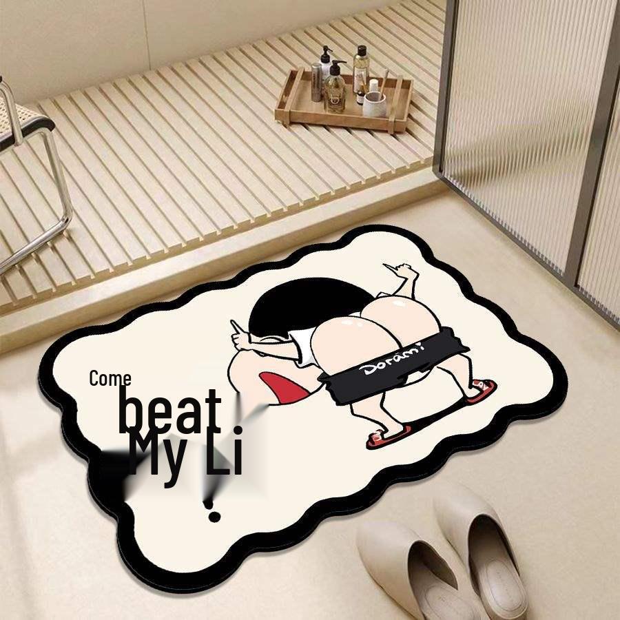 Crayon Shin-chan Quick-Dry Bathroom Diatomite Floor Mat - Non-Slip Absorbent Foot Pad