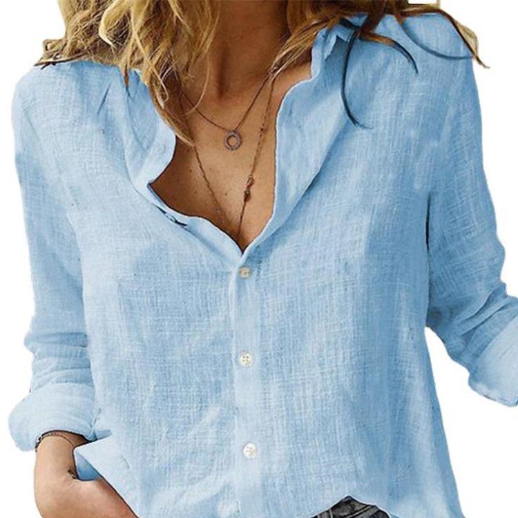 Plus Size Women Casual Oversized Lapel Button Up Shirt Long Sleeve Top for Spring Fall