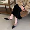 2025 Autumn and Winter New Pointed Head Thin Heel European and American Fashion High Heel Fine Heel Slippers Bag Head Empty Women's Shoes