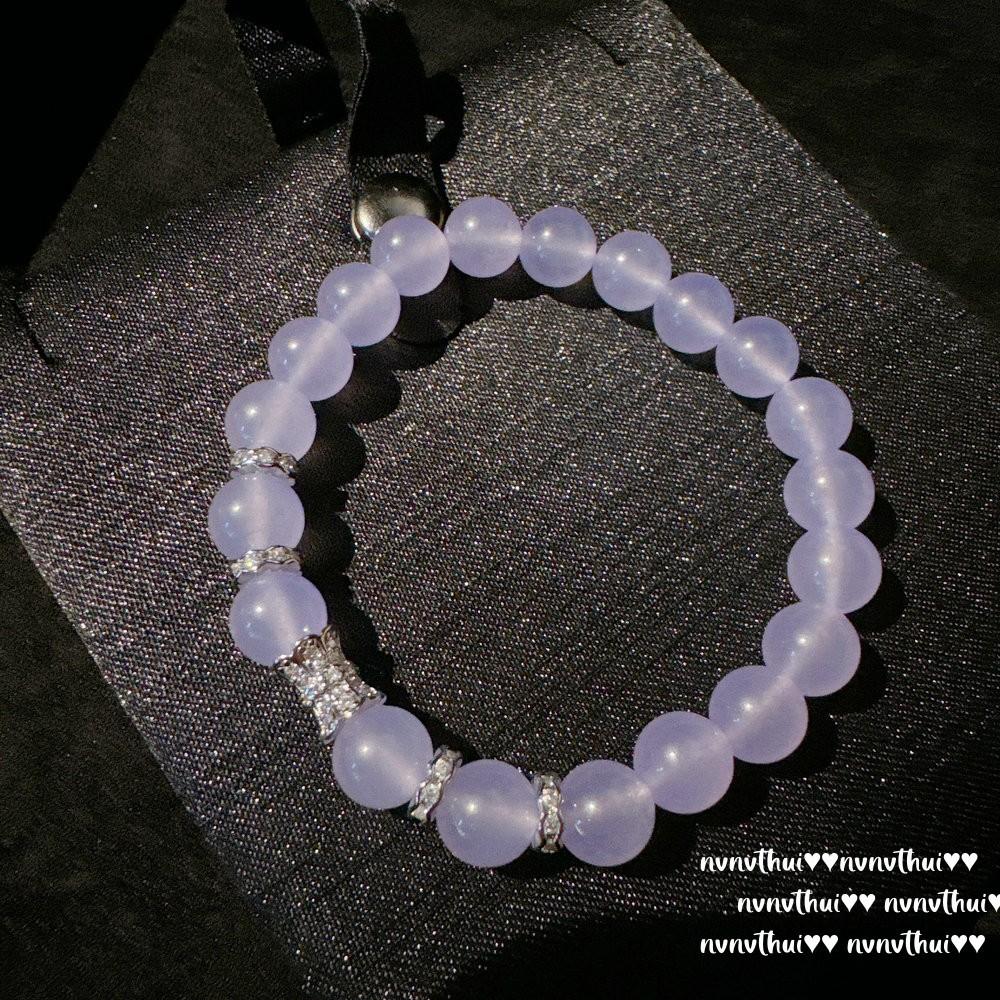New Chinese Madagascar Purple Chalcedony Beaded Bracelet Concubine Smile Smoke Purple Small Waist Ice Bead Bracelet