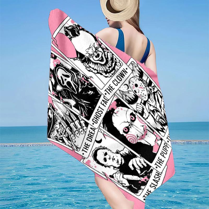 Horror Movie Characters Beach Towel, Super Soft Microfiber, Gift for Her/Him, Birthday, for Pool, Beach, Travel, Home Decor Fan gifts