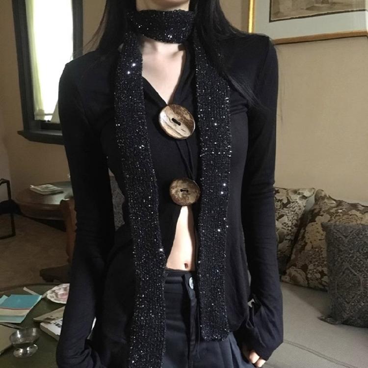 Sequined Scarf Popular Knitted Scarf Neckwrap Thin Scarf for Formal Occasion