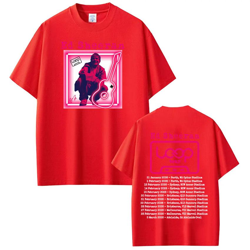 Ed Sheeran Loop Tour Australia 2026 Tour Merch Tshirt Men Women Fashion Casual Tshirts Hiphop Shortsleeved Cotton Tshirts S