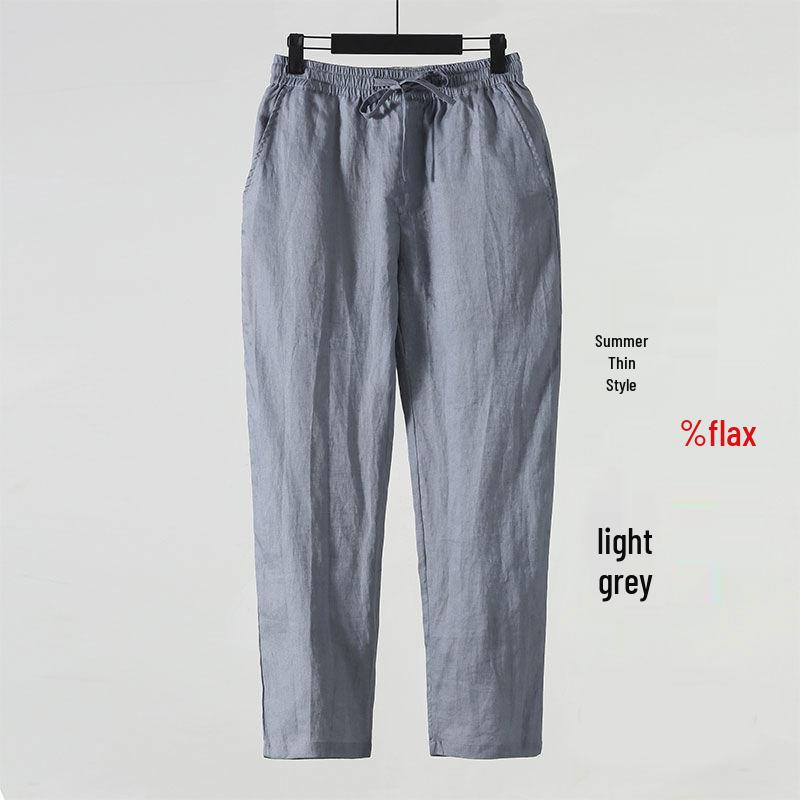 Men's Casual Loose-Fit Nine-Point Cotton and Linen Pants - Chinese Style Summer Wear