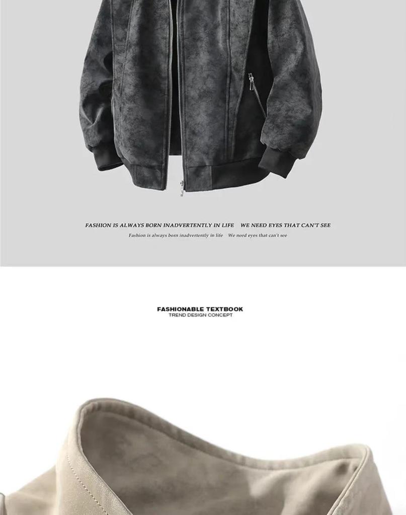 Men's Loose-Fit Retro Baseball Collar Leather Jacket - Trendy, Casual, High-Quality