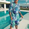 Men's Beach Set T-shirt Vacation Casual Beach Pants Suit Fashion Full Print Set Top Tees Short Two Sets