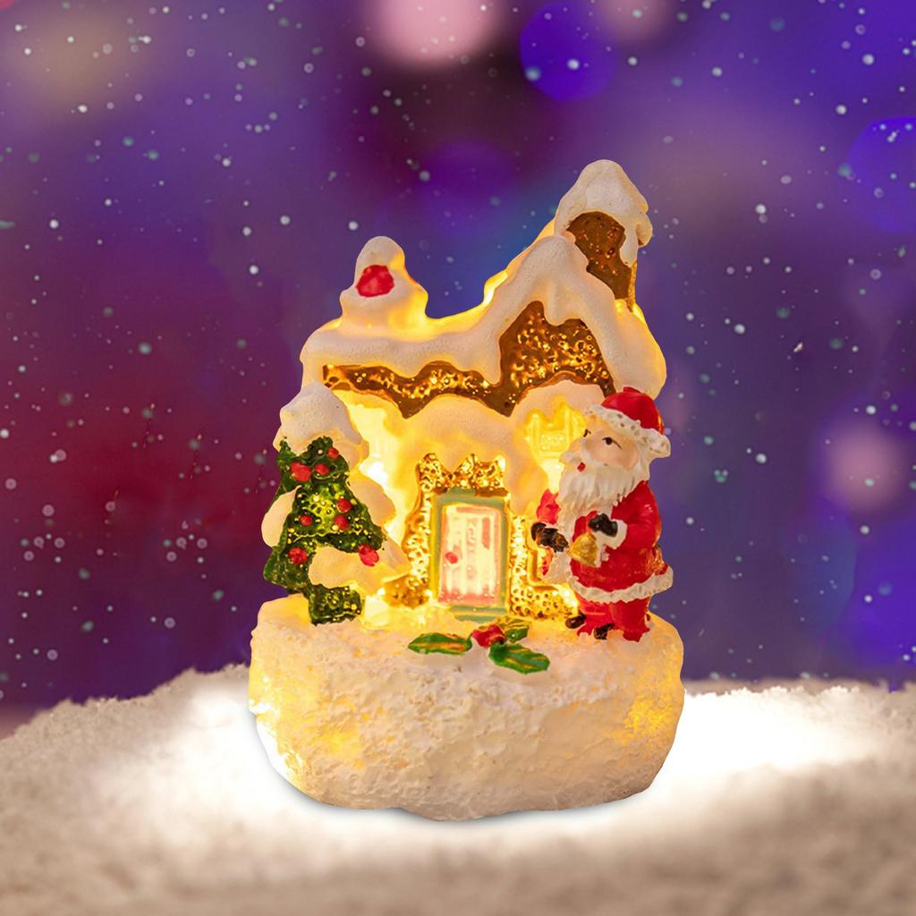 Christmas Home Decorative Miniature Figurine Winter Village Resin Mini Statues For Christmas Party Accessories Gifts