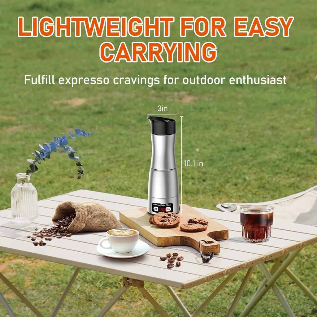 Macchina da Caffè Portatile 12V/24V Macchina Espresso Compatta per Guidare Ufficio Casa con Display a Schermo LED Riscaldamento Rapido Riscaldamento