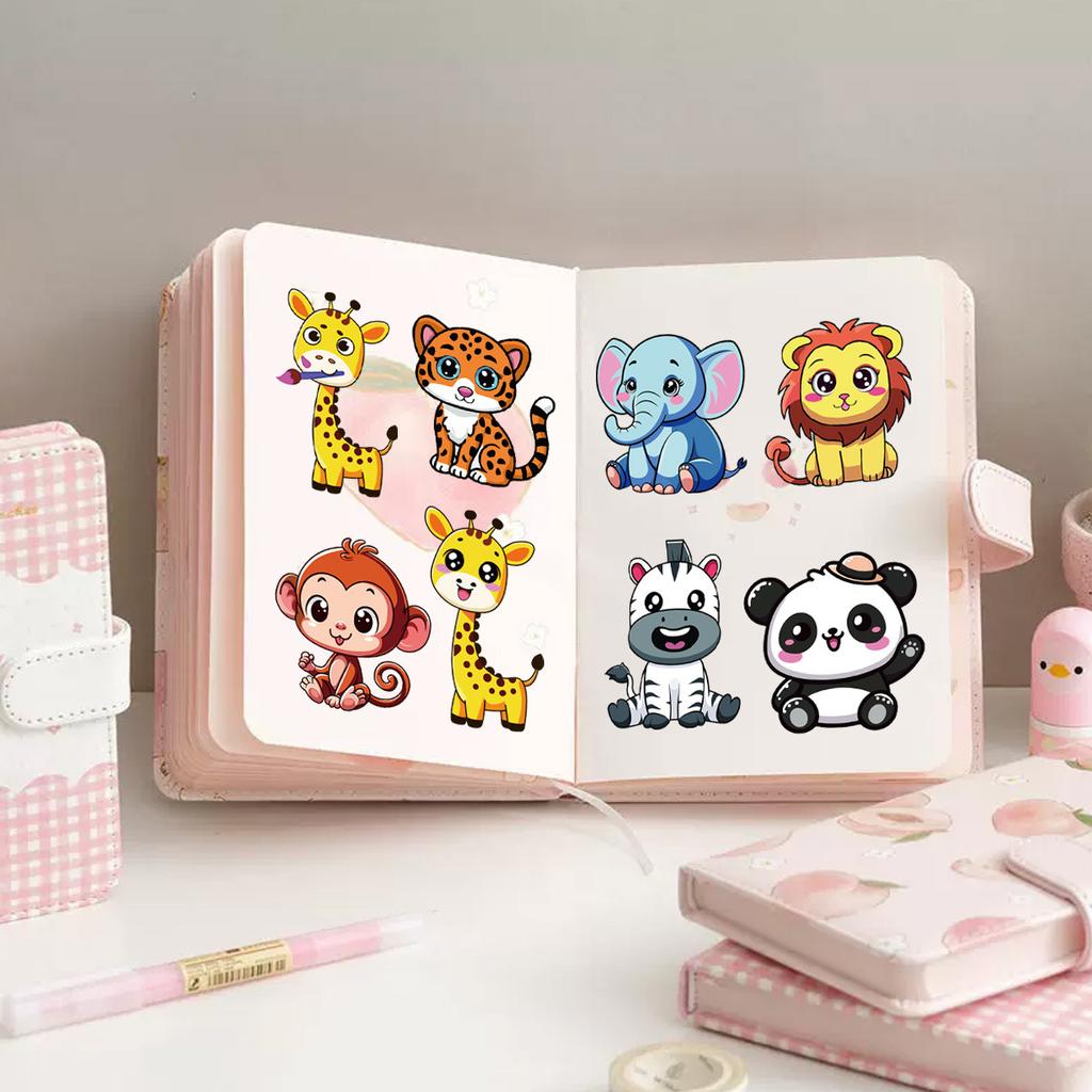 8Sheets/Set Cartoon Animal Puzzle Stickers - DIY Make-a-Face Fun Game with Tiger Lion Panda Elephant Giraffe Kids Sticker Toy